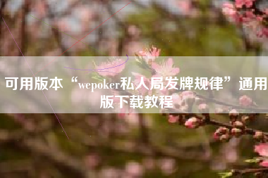 可用版本“wepoker私人局发牌规律”通用版下载教程