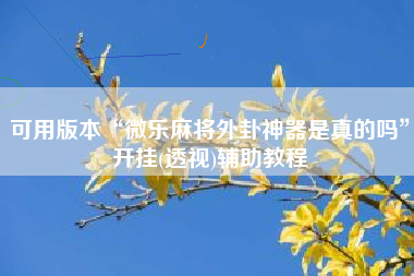 可用版本“微乐麻将外卦神器是真的吗”开挂(透视)辅助教程