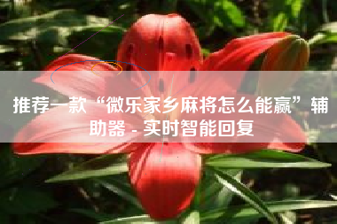 推荐一款“微乐家乡麻将怎么能赢”辅助器 - 实时智能回复