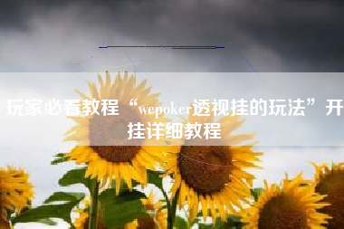 玩家必看教程“wepoker透视挂的玩法”开挂详细教程
