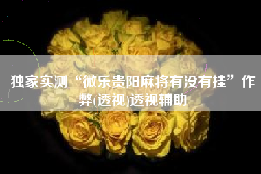 独家实测“微乐贵阳麻将有没有挂”作弊(透视)透视辅助