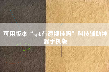 可用版本“wpk有透视挂吗”科技辅助神器手机版