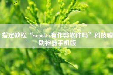 指定教程“wepoker有作弊软件吗”科技辅助神器手机版